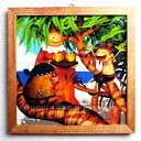 おしゃれ 壁掛け 絵 壁飾り 絵画 額入り インテリア アート 絵画壁掛け 絵画アート 額絵 額付き 誕生日プレゼント かわいい 誕生日 プレゼント ミニ 安い キジムナー ちび絵 女性 女友達【アダンの木陰/Sサイズ12番】
