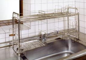 【送料無料!】キチンとキッチン収納ラック オプション付 KS-2713おっくうな食器洗いは手際よく済ませたい。洗ったら、そのまま収納ラックで水切り。