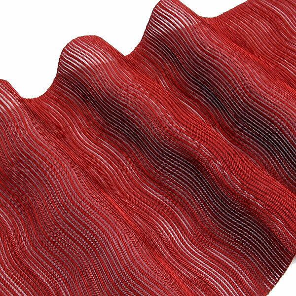 京都西陣織「名門：浅田謹製」 絽綴れ 波筬織 無地 夏物 八寸 名古屋帯 正絹 赤銅色 単衣にも 最高級 洒落帯