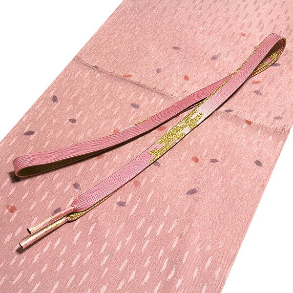 「正絹」 桜の花びら 地模様 帯揚げ 平組 帯締め セット【メール便OK】