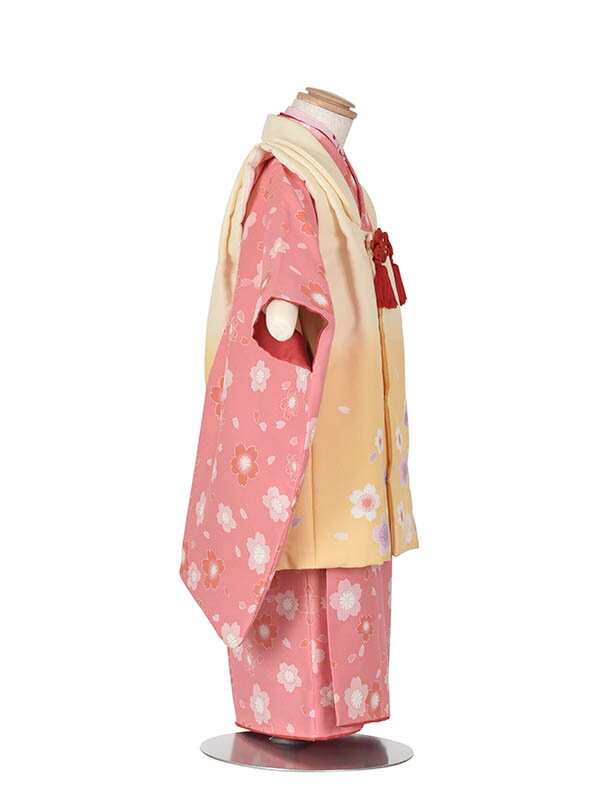 【レンタル】七五三 着物 女の子 レンタル 3歳被布 90cm~100cm フルセット 女の子 三歳 753レンタル 三歳被布 ピンクイエローグラデーション 着物 被布セット貸衣装 レンタル 七五三レンタル 古典 七五三 子供 キッズ レンタル お正月 新品足袋プレゼント 往復送料無料
