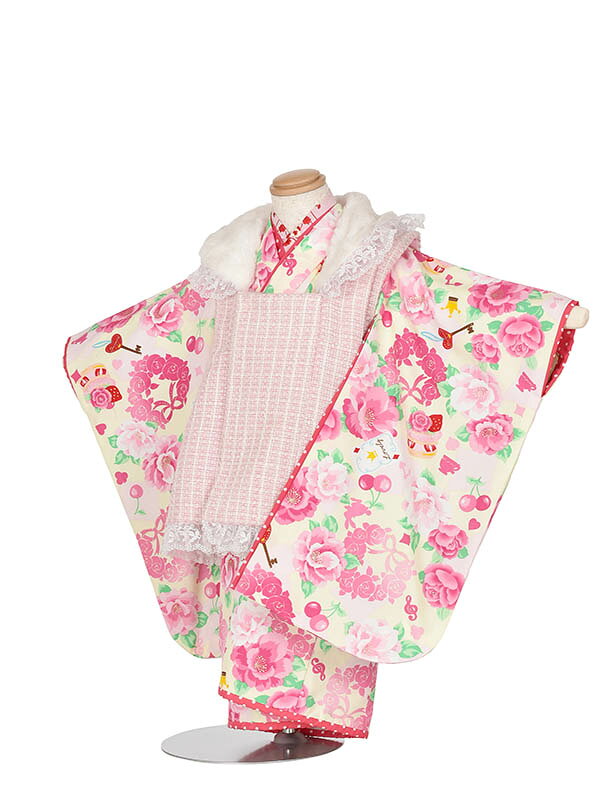 Rakuten - 【レンタル】七五三 レンタル 着物 女の子 貸衣装 90cm~100cm 3歳被布 フルセット 753レンタル 三歳被布 バラツイード 三歳 着物 七五三セット 貸衣装 和装 前撮り お宮参り 可愛い 子供 キッズ バラ ツイード 3才レンタル お正月 新品足袋プレゼント 往復送料無料