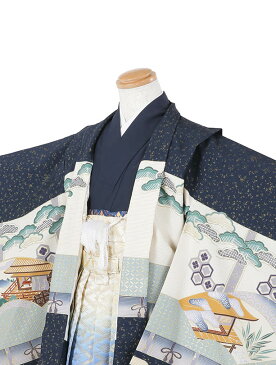 【レンタル】七五三レンタル 5歳袴レンタル 753 フルセットレンタル 5歳男の子着物 男の子 110cm~120cm 紺 青 鷹 簡単着付け かんたん着付 袴 和装 お祝い