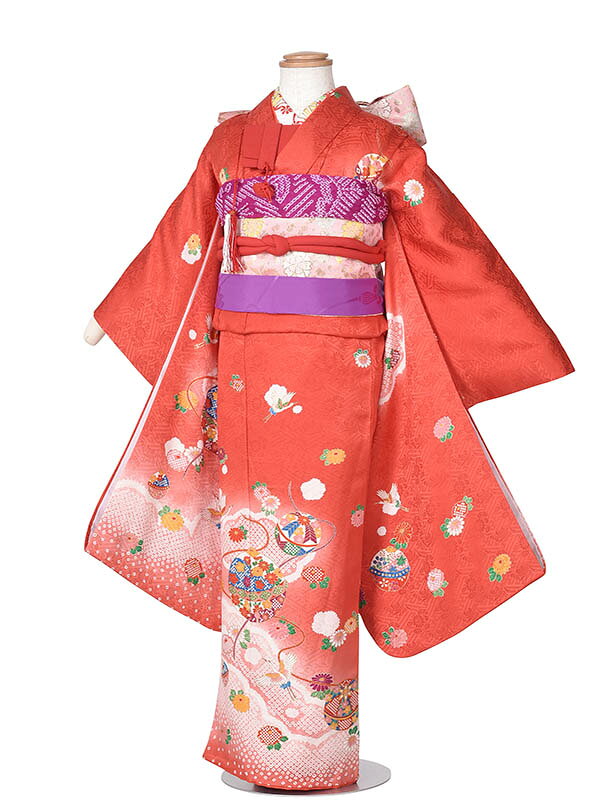 Rakuten - 【レンタル】七五三 レンタル 着物 7歳 フルセット 女の子 七五三セット 7歳着物 753レンタル 7歳女児 115cm~125cm 赤手毬 貸衣装 前撮り 和装 七五三セット 7歳女の子 753 赤着物 女児 子供 お祝い着 お正月 7才 きものレンタル 新品足袋プレゼント 往復送料無料