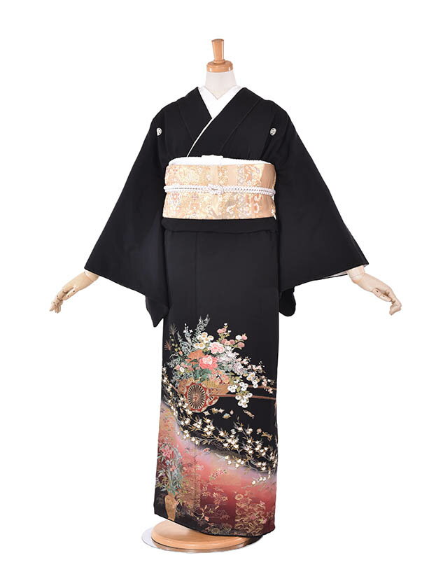 【レンタル】黒留袖レンタル 留袖 結婚式 新郎母 新婦母 正絹 フルセットレンタル 送料無料 冠婚葬祭 貸衣装 着物 和服 結婚式祖母 親族着物 式典 フォトウエディング 江戸褄