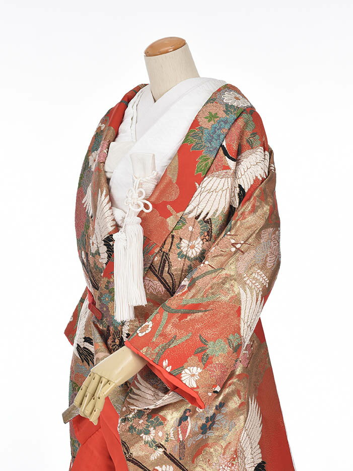 【レンタル】色打掛 花嫁衣裳 和装 神社挙式 結婚式 打掛 披露宴 赤 和婚 鶴 フルセットレンタル 和装前撮り 往復送料無料