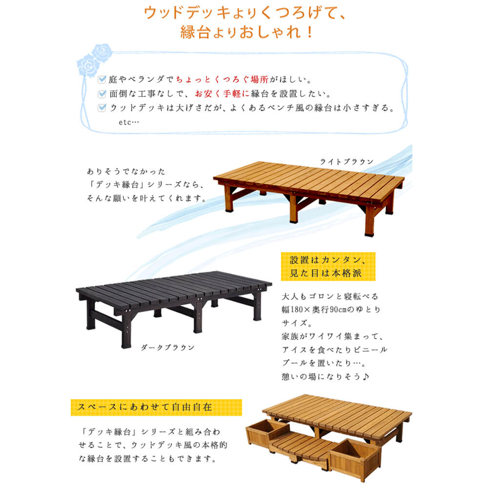 【楽天 お買い物マラソン★ポイント5倍】 ウッドデッキ 幅180 cm × 奥行90cm ステッ...