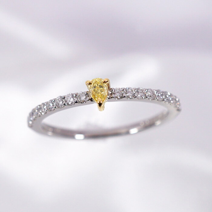 0.058ct Fancy Yellow SI1 Pt900 K18YG ピンキーリング(R100368)