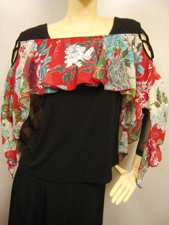 送料無料2～4日後到着 社交ダンス コーラス ダンスストップス レディース ダンスウェア 衣装 Mサイズから Lサイズ 和柄C/黒