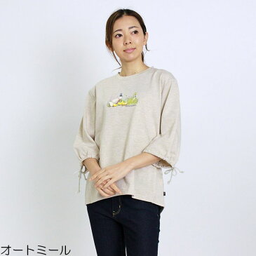 アウトレット!Tシャツ 7分袖 Peter Rabbit(ピーターラビット) 前プリントプルオーバー レディース キャラクタープリントスリット入り M L LL 3L クリーム オートミール ライトパープル グレー 春 「201809W」 SLSS