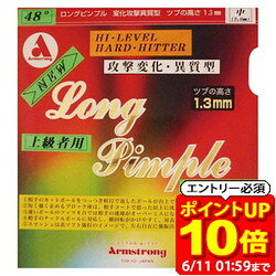 【ポイント10倍！要エントリー6/11 01：59まで】ARMSTRONG アームストロング ロングピンプル 48 度 黒 ラージ・硬式兼用 卓球 ラバー 4802 ラフィートスポーツ