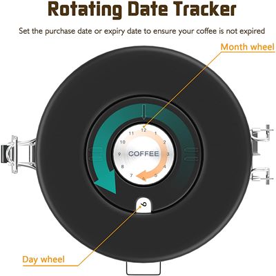 Miscedence コーヒー キャニスター （シルバー・22オンスセット）透明窓デザイン 約650ml+41ml 持ち運びに便利なミニキャニスター付き CO2を排出する 脱ガスバルブ 日付セット コーヒー豆、お茶、小麦粉、砂糖などを保管 珈琲 気密性 収納 密閉 黒 窓付き
