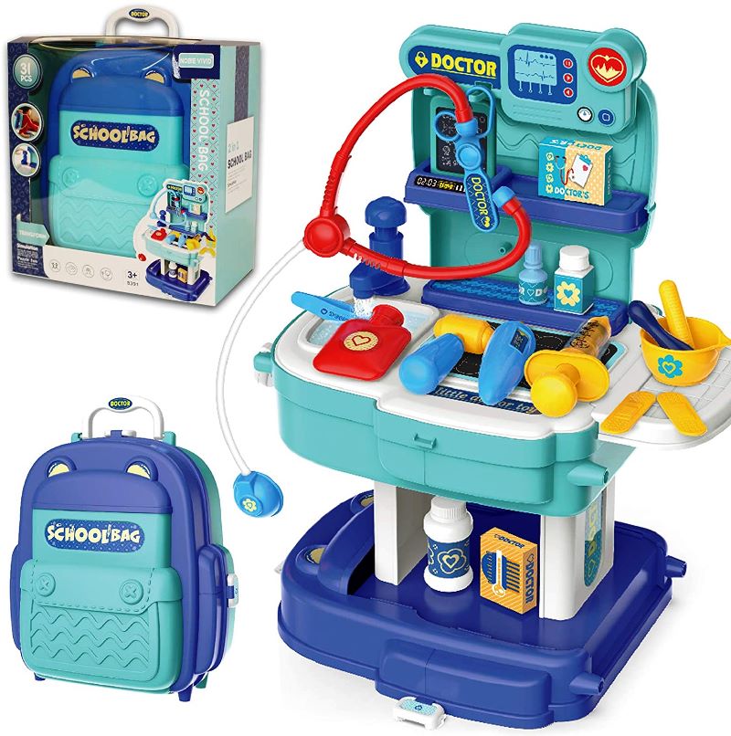 2 in 1 お医者さんごっこ (ドクターバック・31種類)お医者さんセット 蛇口 水が出る キッズドクターキット キッズ用おもちゃ 女の子 男の子 子ども 子...
