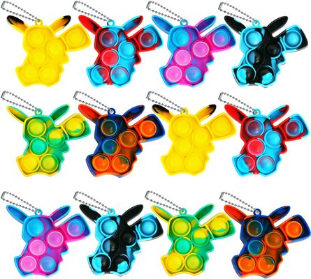キーホルダー 6個セット ピカチュウ Bピカチュー おもちゃ キーチェーン ストレス解消 手のおもちゃ バブルラップ ポップ シリコーン素材 キーリング オフィス デスク ポップ 誕生日パーティー 装飾 子供 大人 プラスチック ラバー 誕生日 クリスマス パーティー 記念品