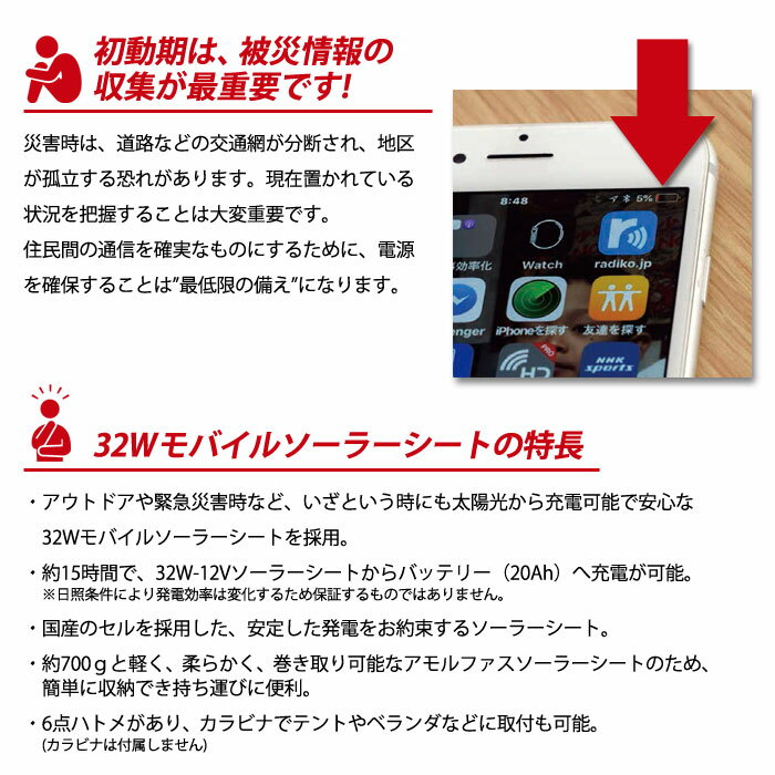 ソーラーバッテリー モバイルソーラーセット GSB-3200-AD