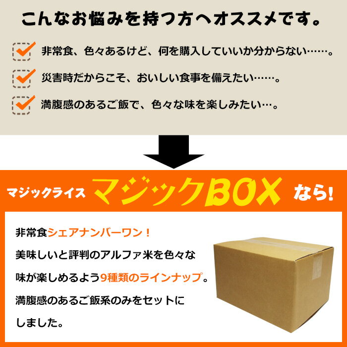 非常食セット アルファ米9種セット マジックボックス 5年保存 マジックライス お得セット サタケ コンプリート【送料無料】
