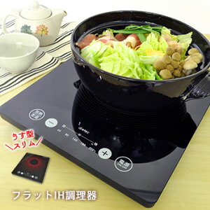 うす型フラットIH調理器DI-301BKブラック(薄い/薄型/キッチンツール/クッキングヒーター/コンロ/卓上調理器/ドリテック)