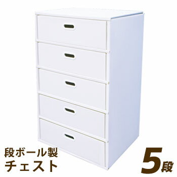 段ボールデコチェスト5段タイプ 白無地【送料無料】（ダンボール タンス 箪笥 引き出し 整理 ）【運送便指定・時間指定不可】