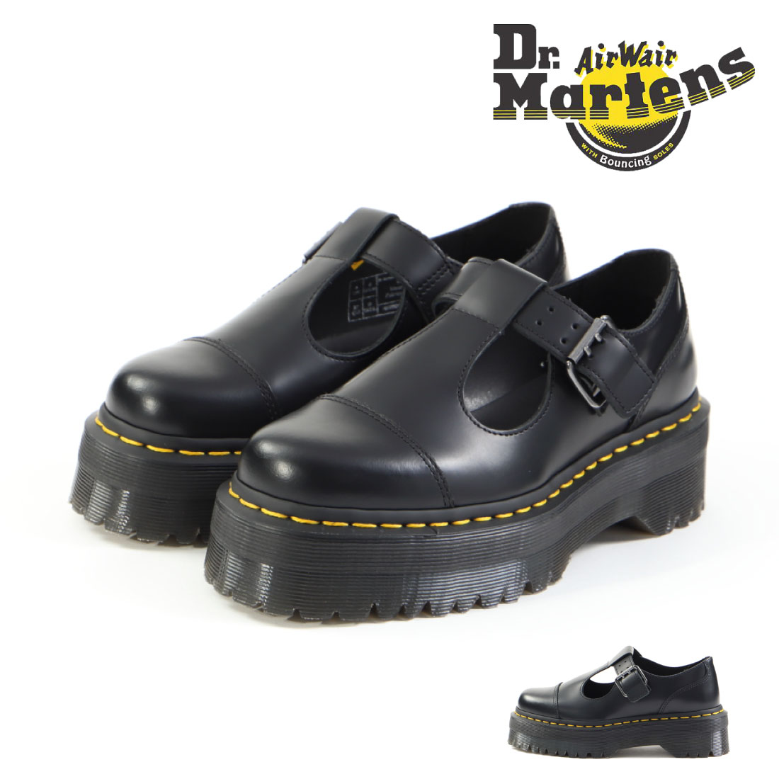  ドクターマーチン Dr.Martens レディース ドレスシューズ BETHAN メリージェーン シューズ 15727001 ベッサン カジュアルシューズ Tストラップ 厚底 本革 レザー マニッシュ 2024_厚底