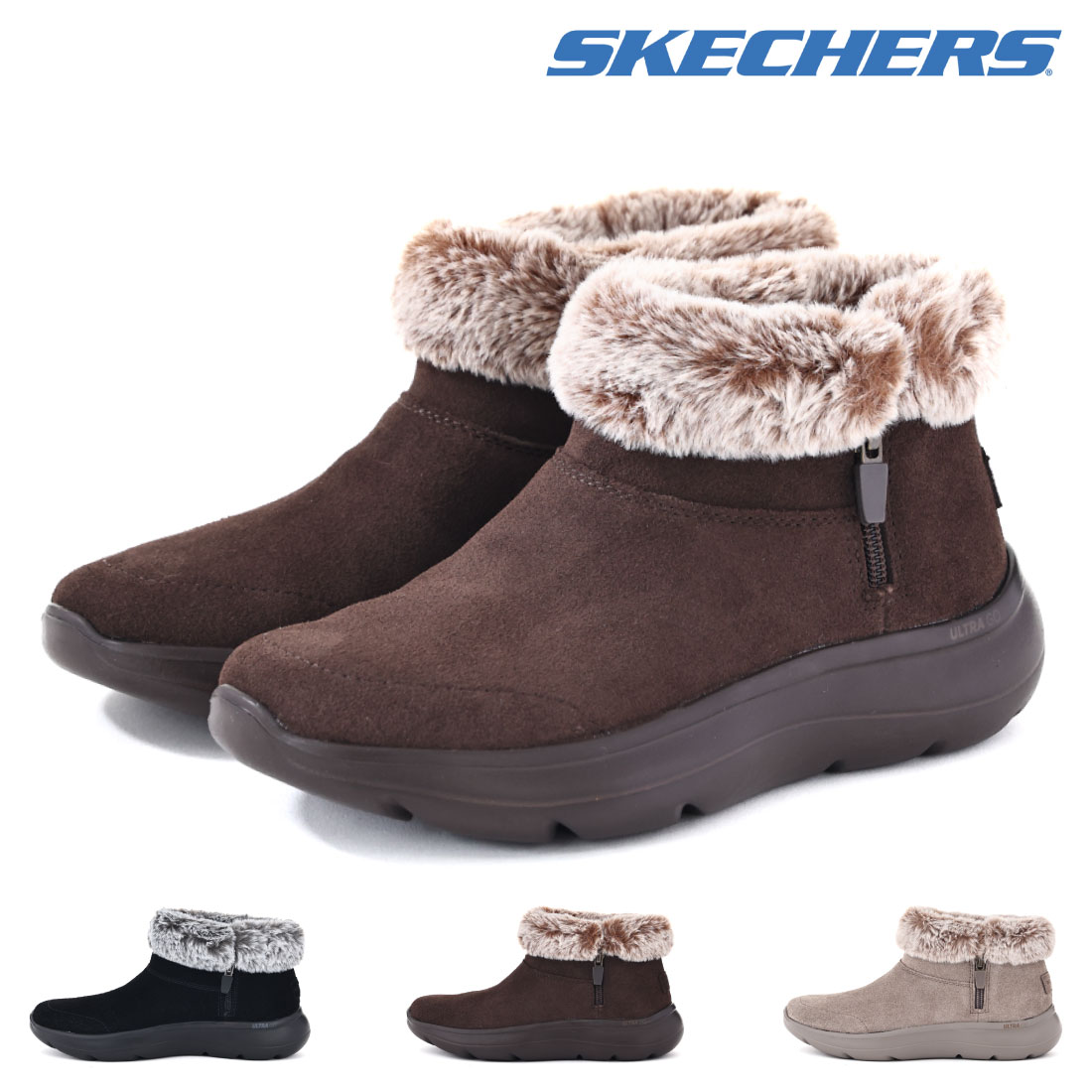 【10%OFF】 スケッチャーズ SKECHERS レディース ブーツ オンザゴー アンコール スノーキャップド 144848 スノーブーツ スニーカーブーツ ショートブーツ ファー サイドジップ 暖かい フェイクファー