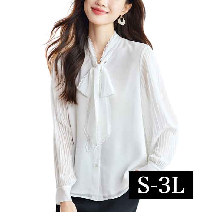 ■発送のタイミング 大きいサイズのお洋服 LaLa♪Wish* lalawish ララウィッシュ 楽天 店は レディースファッション 通販 店 大きいサイズの専門店です。 ［取扱いサイズ 対象］フリーサイズ Mサイズ Lサイズ LLサイズ 2Lサイズ 3Lサイズ 4Lサイズ 5Lサイズ M L LL 2L 3L 4L 5L XL XXL XXXL XXXXL 9号 11号 13号 15号 17号 19号 お手軽な マタニティウエア としても。 ［年代］10代 20代 30代 40代 50代 60代 70代以上。ティーンズ 学生 中学生 高校生 女子高生 女子大生 OL アラサー アラフォー アラフィフ アラカン アラ還 ミセス 世代に人気です。 ［シーン用途］ 旅行 ルームウエア 部屋着 パジャマ 休日 普段着 普段使い 街着 ワンマイル コンビニ 買い物 ご近所 コーデ おうち時間 テレワーク 通勤 通学 オフィス 職場 事務服 仕事着 フォーマル 2次会 宴会 飲み会 女子会 ママ会 ランチ 外出着 お出かけ お呼ばれ 同窓会 合コン 食事会 お見合い デート 参観日 ドライブ リゾート 海外旅行 国内旅行 ライブ コンサート 母の日 などのお洋服も。 ［ファッションテイスト］ 大人可愛い 上品 優しい 素敵 可愛い かわいい かっこいい カジュアル ゆるかわ ナチュラル シンプル 個性的 他にない 派手 華やか シック 地味 ラフ ルーズ 楽ちん 楽チン リラックス モテコーデ セクシー sexy クール 綺麗系 きれいめ 制服 女装 コスプレ 韓国ファッション エレガント オフィス ビジネス ガーリー クラシカル コンサバ セレカジ フェミニン モード レトロ ノーブランド 定番 売れ筋 トレンド 人気 流行 おしゃれ お洒落 ［検索ワード］大きいサイズレディース 大きいサイズ レディース ぽっちゃり ふくよか ゆったり ぽちゃかわ ラージサイズ ビッグサイズ オーバーサイズ トールサイズ 高身長 クイーンサイズ 着痩せ(着やせ) 体型カバー効果 (体型の悩み改善) ダイエット 細見え コーディネートしやすい スタイリング スタイル 合わせやすい 女性服 女性用 女性物 婦人物 婦人服 婦人用 男女共用 ユニセックス ジェンダーレス ジェンダレス アパレル 服装 服 洋服 ファッション 高見え リーズナブル 安い プチプラ 価格でお届け。マタニティ マタニティー またにてぃ マタニティウエア 授乳服 妊婦服 としても。 母 母親 プレママ マタママ 産前 産後 にも。インスタ映え Instagram zoom映え ズーム映え リモート映え アイテム 時々、福袋 もご用意。自分用 自分へのご褒美 ごほうび ロングシーズンボウタイブラウス S:バスト88 着丈57 M:バスト92 着丈58 L:バスト96 着丈59 LL:バスト100 着丈60 3L:バスト104 着丈61 サイズ・素材・カラー表記につきましては、メーカー・取引業者の情報に基づいて記載。（個体差・誤差は予めご了承ください。）