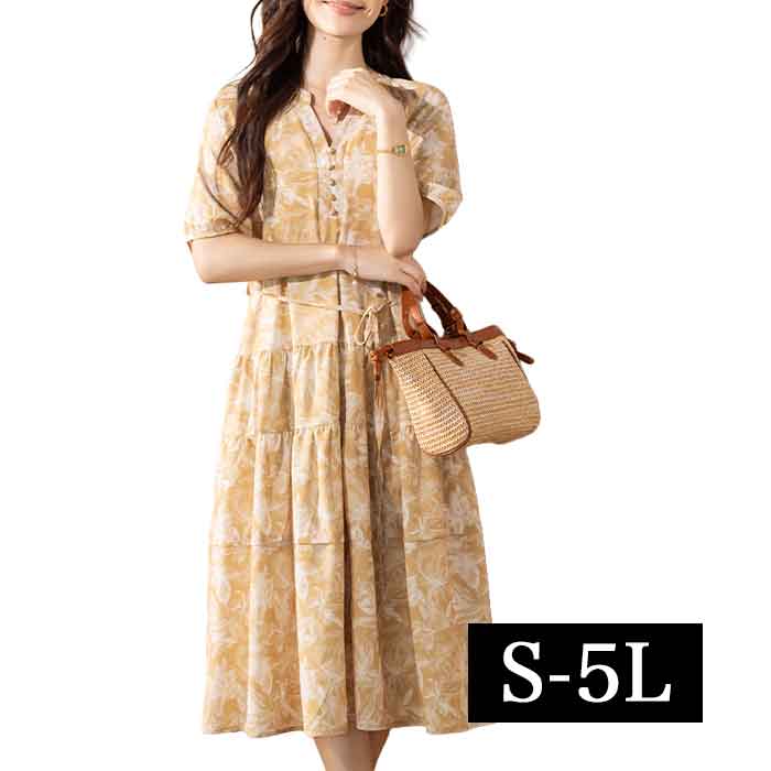 ■発送のタイミング 大きいサイズのお洋服 LaLa♪Wish* lalawish ララウィッシュ 楽天 店は レディースファッション 通販 店 大きいサイズの専門店です。 ［取扱いサイズ 対象］フリーサイズ Mサイズ Lサイズ LLサイズ 2Lサイズ 3Lサイズ 4Lサイズ 5Lサイズ M L LL 2L 3L 4L 5L XL XXL XXXL XXXXL 9号 11号 13号 15号 17号 19号 お手軽な マタニティウエア としても。 ［年代］10代 20代 30代 40代 50代 60代 70代以上。ティーンズ 学生 中学生 高校生 女子高生 女子大生 OL アラサー アラフォー アラフィフ アラカン アラ還 ミセス 世代に人気です。 ［シーン用途］ 旅行 ルームウエア 部屋着 パジャマ 休日 普段着 普段使い 街着 ワンマイル コンビニ 買い物 ご近所 コーデ おうち時間 テレワーク 通勤 通学 オフィス 職場 事務服 仕事着 フォーマル 2次会 宴会 飲み会 女子会 ママ会 ランチ 外出着 お出かけ お呼ばれ 同窓会 合コン 食事会 お見合い デート 参観日 ドライブ リゾート 海外旅行 国内旅行 ライブ コンサート 母の日 などのお洋服も。 ［ファッションテイスト］ 大人可愛い 上品 優しい 素敵 可愛い かわいい かっこいい カジュアル ゆるかわ ナチュラル シンプル 個性的 他にない 派手 華やか シック 地味 ラフ ルーズ 楽ちん 楽チン リラックス モテコーデ セクシー sexy クール 綺麗系 きれいめ 制服 女装 コスプレ 韓国ファッション エレガント オフィス ビジネス ガーリー クラシカル コンサバ セレカジ フェミニン モード レトロ ノーブランド 定番 売れ筋 トレンド 人気 流行 おしゃれ お洒落 ［検索ワード］大きいサイズレディース 大きいサイズ レディース ぽっちゃり ふくよか ゆったり ぽちゃかわ ラージサイズ ビッグサイズ オーバーサイズ トールサイズ 高身長 クイーンサイズ 着痩せ(着やせ) 体型カバー効果 (体型の悩み改善) ダイエット 細見え コーディネートしやすい スタイリング スタイル 合わせやすい 女性服 女性用 女性物 婦人物 婦人服 婦人用 男女共用 ユニセックス ジェンダーレス ジェンダレス アパレル 服装 服 洋服 ファッション 高見え リーズナブル 安い プチプラ 価格でお届け。マタニティ マタニティー またにてぃ マタニティウエア 授乳服 妊婦服 としても。 母 母親 プレママ マタママ 産前 産後 にも。インスタ映え Instagram zoom映え ズーム映え リモート映え アイテム 時々、福袋 もご用意。自分用 自分へのご褒美 ごほうび ロングシーズン花柄半袖ロングワンピース S:バスト95 着丈107 M:バスト99 着丈108 L:バスト103 着丈109 LL:バスト107 着丈110 3L:バスト111 着丈111 4L:バスト115 着丈112 5L:バスト119 着丈113 サイズ・素材・カラー表記につきましては、メーカー・取引業者の情報に基づいて記載。（個体差・誤差は予めご了承ください。）
