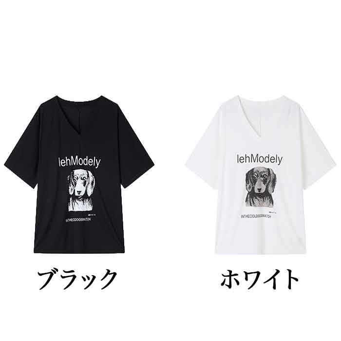 ダックスフンド 犬 Tシャツ カットソー ロンT トップス 半袖 大きいサイズ レディ...