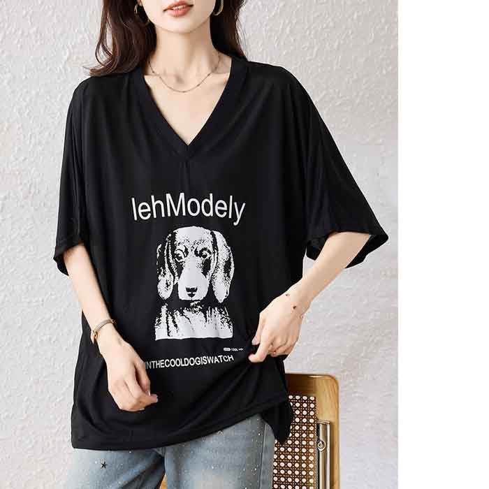 ダックスフンド 犬 Tシャツ カットソー ロンT トップス 半袖 大きいサイズ レディ...