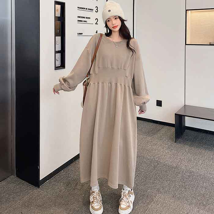 ＼クーポンで10％オフ／ 大きいサイズレディース ワンピース 無地 ロングワンピース カジュアルワンピース Aライン 大人 大人可愛い 長袖 きれいめ 服 可愛い 秋冬 春夏 春物 春ワンピース 秋ワンピース