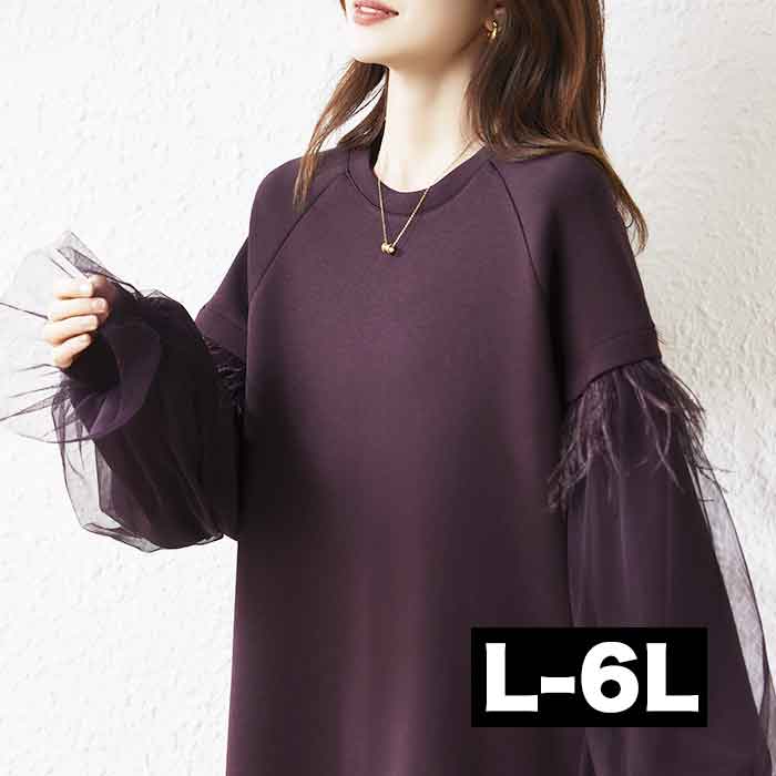 \全品送料無料11/27まで / 袖レイヤード 袖 ぽわんトップス ロング トップス スエット スウェット トレーナー オーバーサイズ ポワン 大きいサイズ チ...