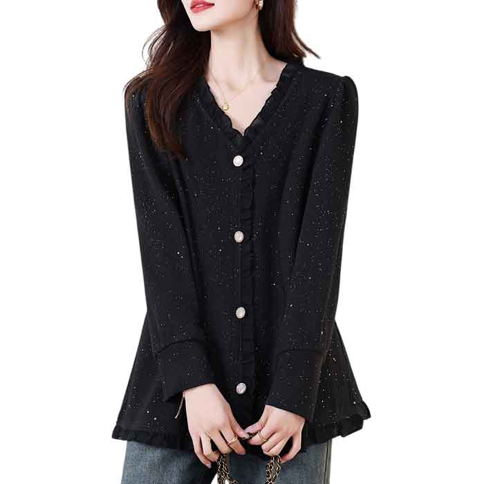 大きいサイズレディース ロング カーディガン風 ラメ チュニック カーデ 長袖 Vネック ロングカーデ風 大人可愛い トップス 春物 春 秋物 安い 長袖 通勤 リゾート 旅行 マタニティ cpa sma