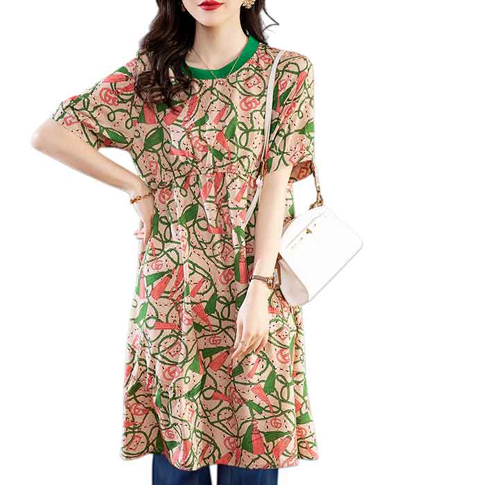 半袖 総柄 ワンピース 大きいサイズレディース ワンピース ミディワンピース 総柄 膝丈ワンピース カジュアルワンピース フレア 大人 大人可愛い 半袖 半そで きれいめ 服 可愛い マタニティ 春夏 夏服 サマー 夏 涼しい cpp