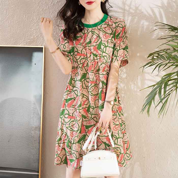 半袖 総柄 ワンピース 大きいサイズレディース ワンピース ミディワンピース 総柄 膝丈ワンピース カジュアルワンピース フレア 大人 大人可愛い 半袖 半そで きれいめ 服 可愛い マタニティ 春夏 夏服 サマー 夏 涼しい cpp