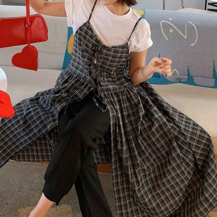 L〜5L ジャンパースカート サロペットスカート チェック柄 キャミワンピ ジャンスカ 大きいサイズ スカート ロングスカート マキシ丈 スカート 大人 大人可愛い 夏 春夏 秋冬 マタニティとしても