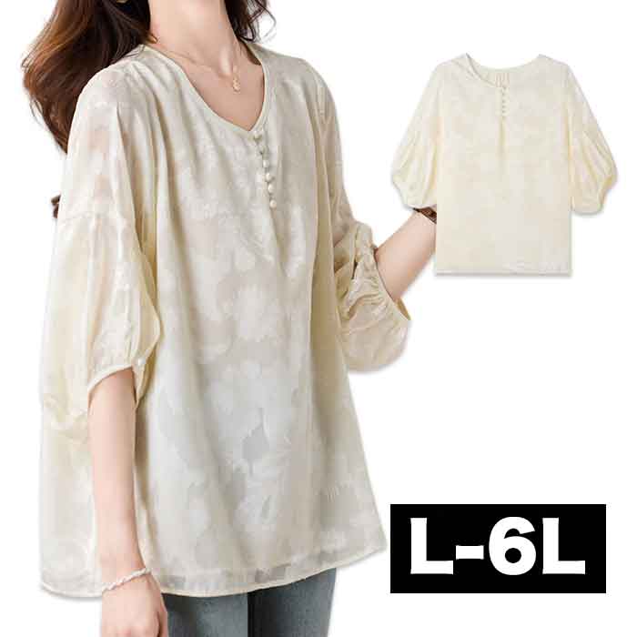 シアー半袖トップス大きいサイズレデ...