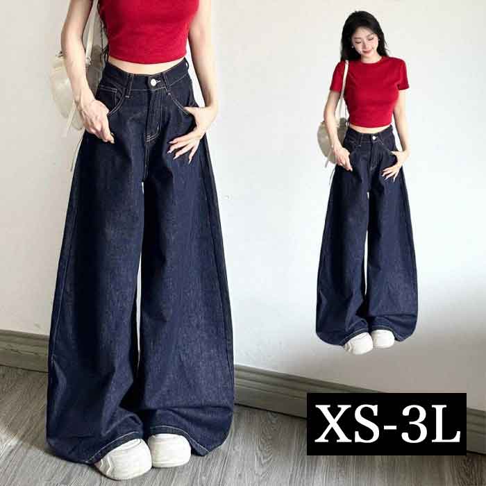 パンツ デニムパンツ レディース ワイドパンツ ストレートパンツ 大きいサイズ ジーンズ ジーパン ボトム 体型カバー ボトムス ストレート ゆったり ハイウエスト 小さいサイズ 大きいサイズレディース パンツ 春夏 秋冬