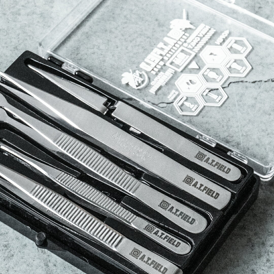 ピンセット5本セットエヴァンゲリオングッズ工具ワークブランドA.T.FIELD碇シンジ惣流・アスカ・ラングレー綾波レイおしゃれ角利産業金属加工の街新潟県三条市兼古製作所工作ホビー事務作業キャラ弁作りヘルスケア