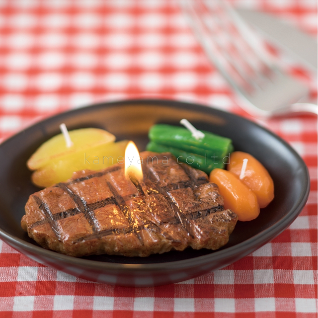 ステーキキャンドル 故人の好物 シリーズ カメヤマローソク 肉 牛肉 本物そっくり お供え ご仏壇 お墓 インテリア ろうそく コレクション お盆 贈答 進物 御供