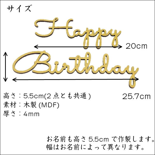 レターバナー 誕生日 バースデー サクラメント おしゃれ 木製 名前 オーダー ウッドバナー wood banner ガーランド 壁 飾り 高さ5cm MDF 抜き文字 彫刻 オリジナル 両面テープ付き 送料無料 2