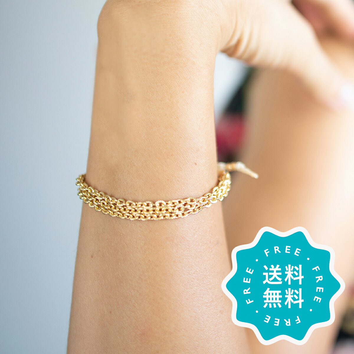 ブレスレット レディース つけっぱなし 日本製 シルバー ゴールド チェーン la siesta クリスマス