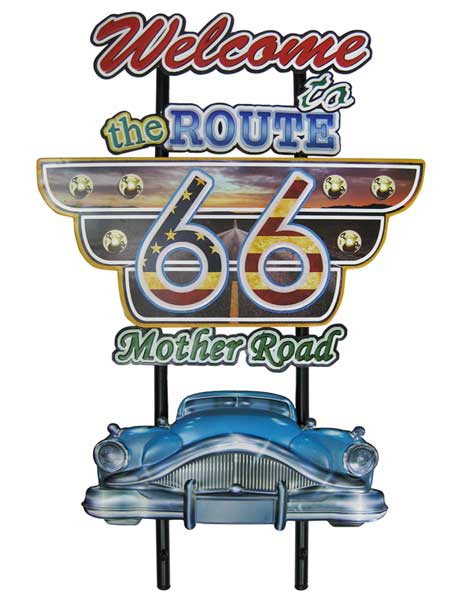 アメリカン ブリキ看板 ROUTE66 WELCOME（ルート66 AZ-51254）エンボス(凸凹） ティンサイン メタルサイン 看板 ガレージ ビンテージ 雑貨 アメリカ雑貨 看板 西海岸風 インテリア アメリカン雑貨