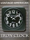 アンティーク アイアン クロック（1J-134 BK）レトロ調 ビンテージ クロック ガレージ時計 壁掛け時計 おしゃれ時計 時計 アメ雑貨 壁掛け 西海岸風 インテリア アメリカン雑貨
