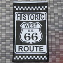 オールドアメリカン ROUTE66（ルート66 看板）フラッグ タペストリー 壁掛け アメリカ 輸入 バーグッズ バー カフェ ガレージ アメリカ雑貨 おしゃれ 西海岸風 インテリア アメリカン雑貨