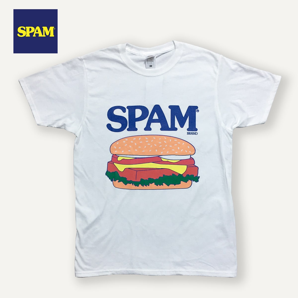 SPAM T-SHIRT BURGER ICON ハンバーガー スパム Tシャツ アメリカン アメカジ メンズ ロゴ カンパニー ホワイト 半袖 夏物 SSS