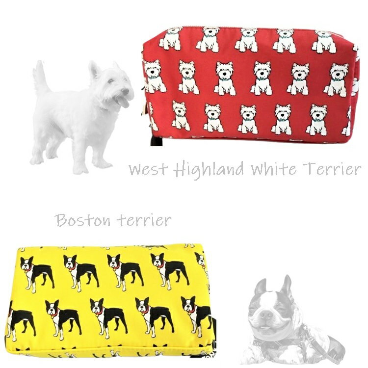 犬好きさんにも♡ポーチ メイクポーチ メイクバッグ コスメポーチ コスメバッグ 小物入れ アクセ おしゃれ かわいい 大人カワイイ 犬 dog ウエストハイランドホワイトテリア ウエスティ ボストンテリア ボステリ marc tetro マークテトロ 送料無料 返品交換不可