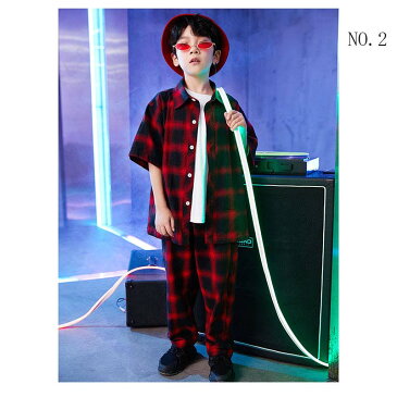 送料無料 キッズ ダンス ダンス衣装 男の子 ガールズ ヒップホップ かっこいい キッズダンス 男女兼用 トップス 上下 韓国風 ストリート 上下 演出服 キッズ キッズダンス衣装 ジュニア ロングパンツ 女の子 チェック柄