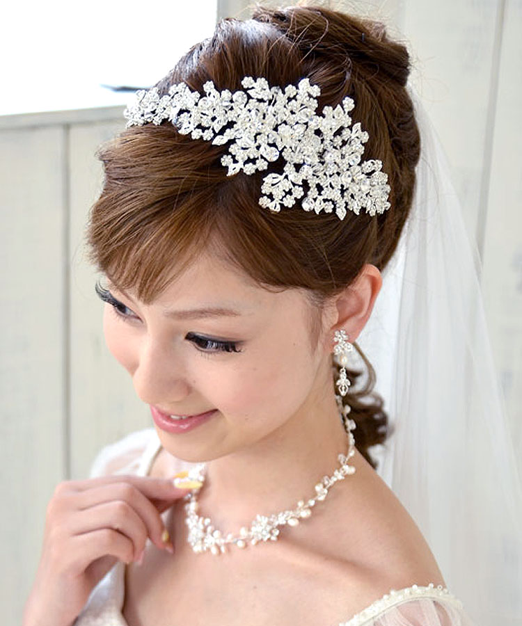 ヘッドドレス 髪飾り カチューシャ シャーロット | ヘアアクセ ヘアアクセサリー 結婚式 ウェディング ウエディング ブライダル 花嫁 オシャレ おしゃれ 大きめ ウェディングドレス カラードレス リゾート 披露宴 パーティー 二次会 海外挙式 ビジュー ラインストーン