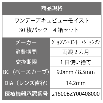 【送料無料】 ワンデーアキュビューモイスト 30枚パック 4箱セット ( コンタクトレ...