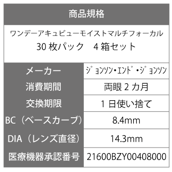 【送料無料】 ワンデーアキュビューモイスト マルチフォーカル 遠近両用 4箱セット...