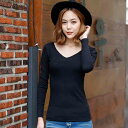 Tシャツ レディース おしゃれ カジュアル 40代 トレーナー 綿 ブランド 暖かい 無地 キャンバー ブラウス ゆったり ブラック 厚手 Vネック 冬 大人 ...
